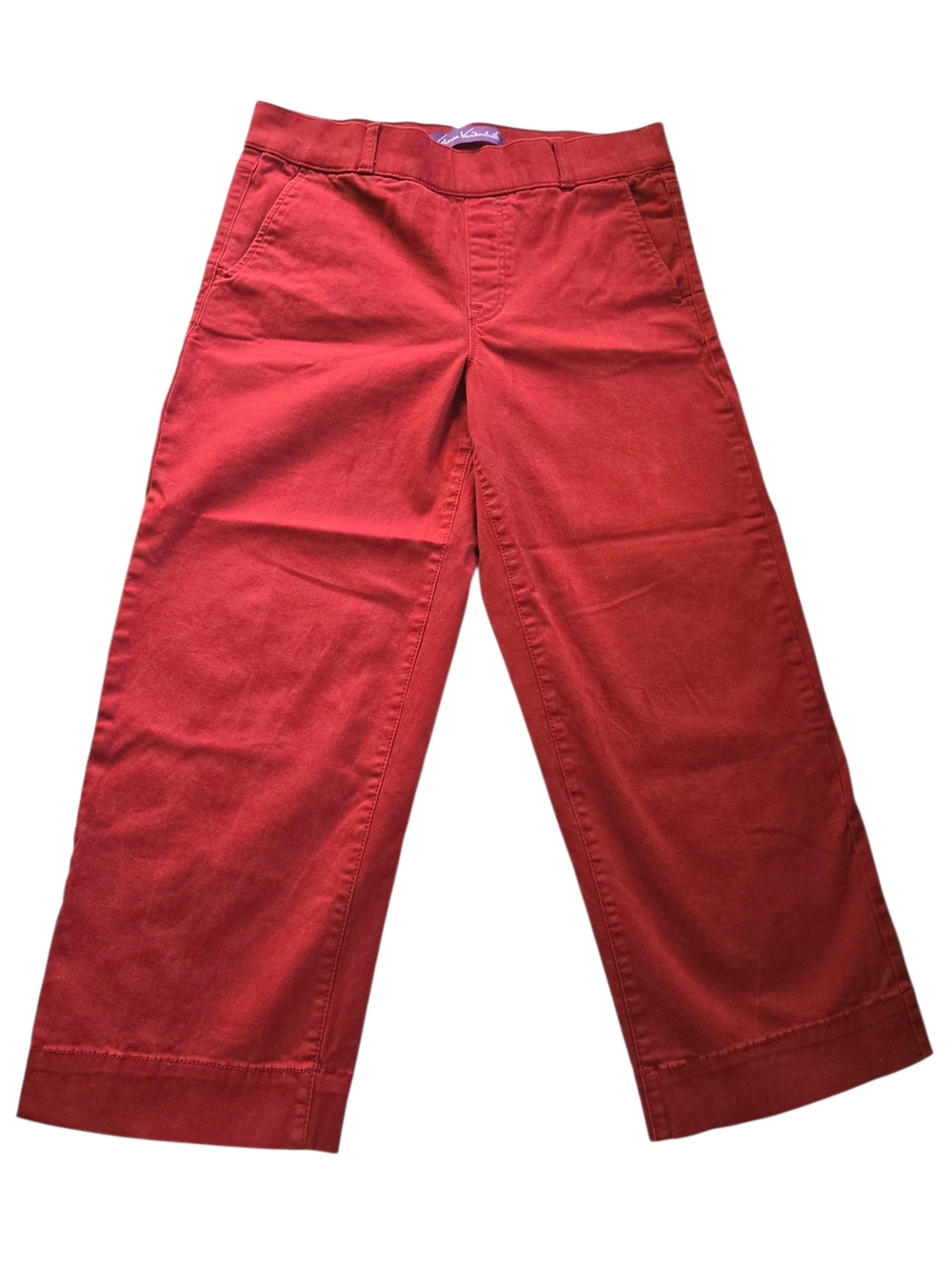 Gloria Vanderbilt Pull On Wide Leg Crop Pants Size 8 Burgundy Smoothing Slimming